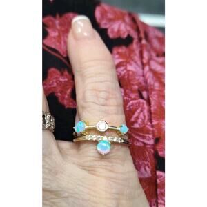 Opal Stackable Rings Gold Plated Sterling Silver 925 Size 6.5
